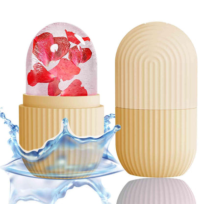 XHJRI Ice Cube Roller Massager for Face, Eyes and Neck Naturally Conditioning and Skin Care,De-Puff Eye Bags,Reduce Migraine Pain,Reusable Massage Silicone Ice Mold (Pink)