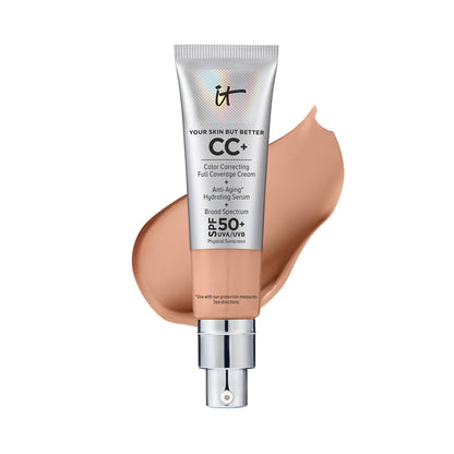 IT Cosmetics Your Skin But Better CC+ Cream - Color Correcting Cream, Full-Coverage Foundation, Hydrating Serum & SPF 50+ Sunscreen - Natural Finish - 1.08 fl oz