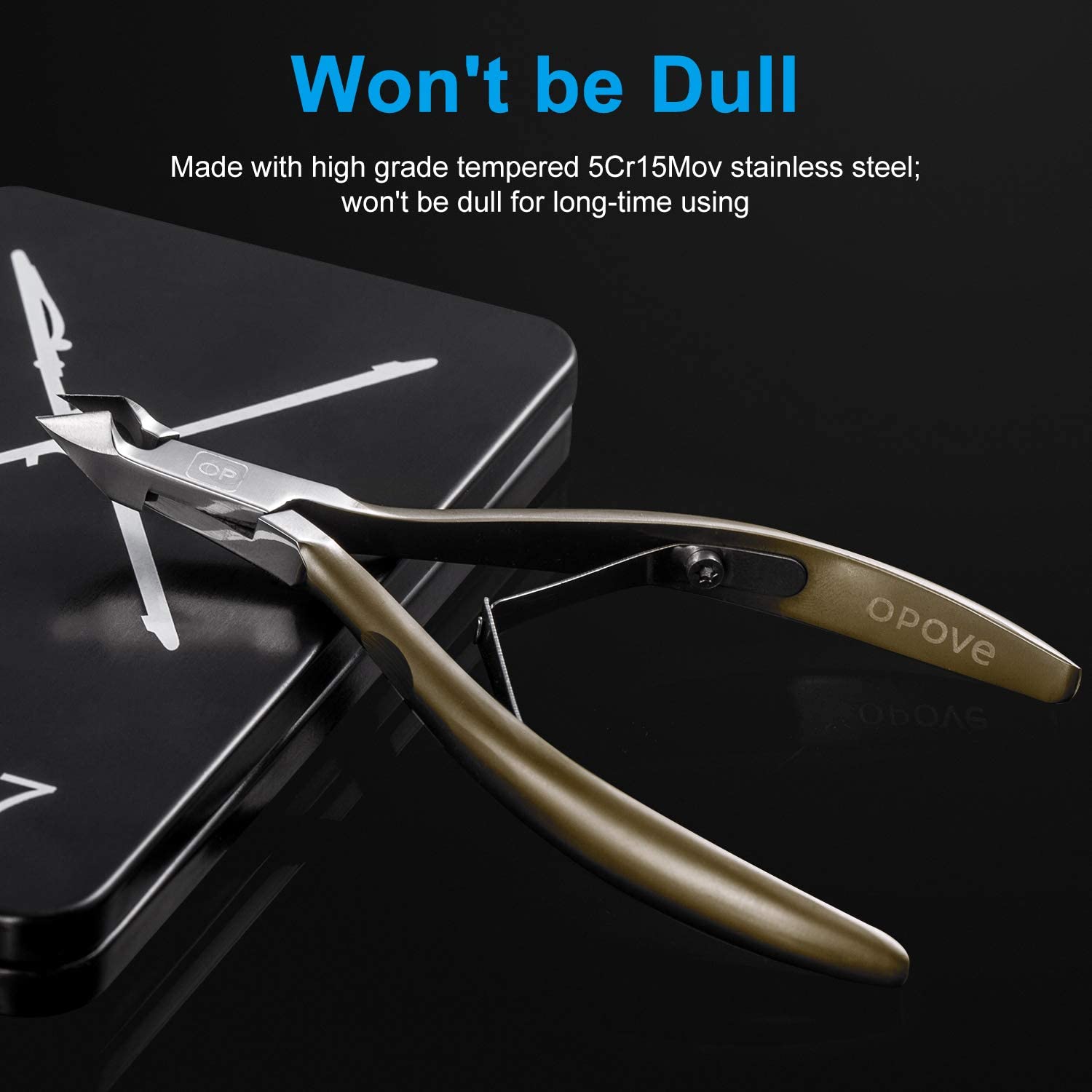 Cuticle Nippers 3/4 Cuticle Trimmer Clippers Stainless Steel Scissors Extremely Sharp Edge Cutter Pedicure Treatment Manicure Tool, opove X7 Matte Gold