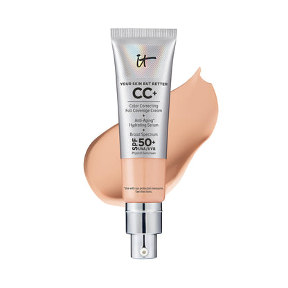 IT Cosmetics Your Skin But Better CC+ Cream - Color Correcting Cream, Full-Coverage Foundation, Hydrating Serum & SPF 50+ Sunscreen - Natural Finish - 1.08 fl oz