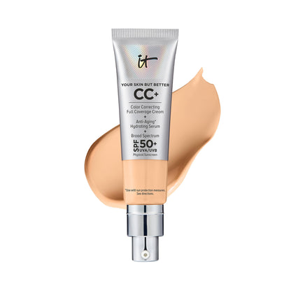 IT Cosmetics Your Skin But Better CC+ Cream - Color Correcting Cream, Full-Coverage Foundation, Hydrating Serum & SPF 50+ Sunscreen - Natural Finish - 1.08 fl oz