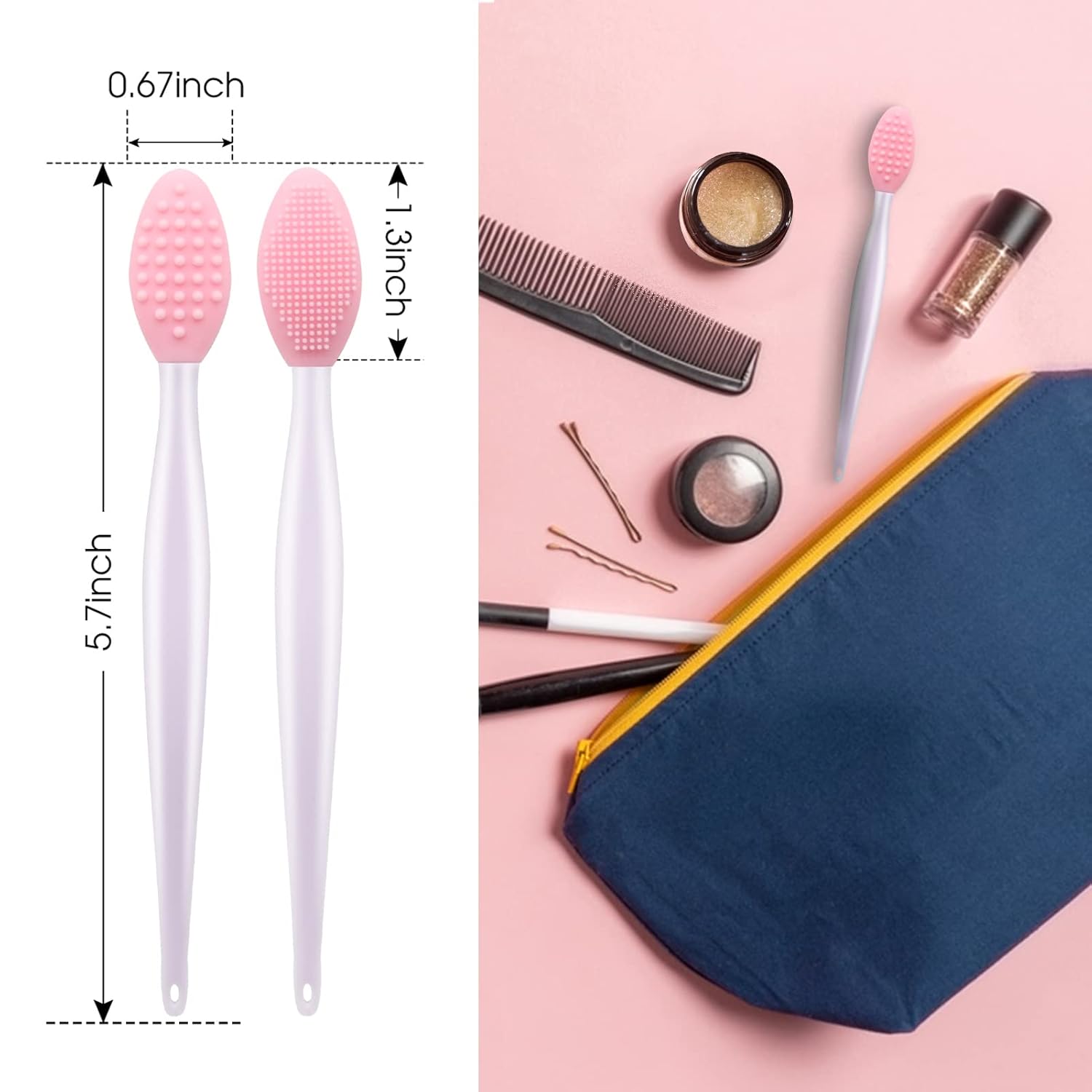 Lip Scrub Brush,Lip Scrubber Exfoliator,Double-Sided Silicone Exfoliating Tool,Gentle Lip Exfoliator Scrubber Brush for Smooth,Soft,Bright,and Healthy Lips(3 PCS)
