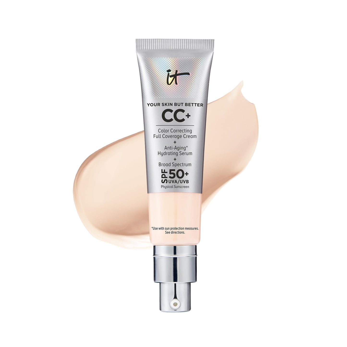 IT Cosmetics Your Skin But Better CC+ Cream - Color Correcting Cream, Full-Coverage Foundation, Hydrating Serum & SPF 50+ Sunscreen - Natural Finish - 1.08 fl oz