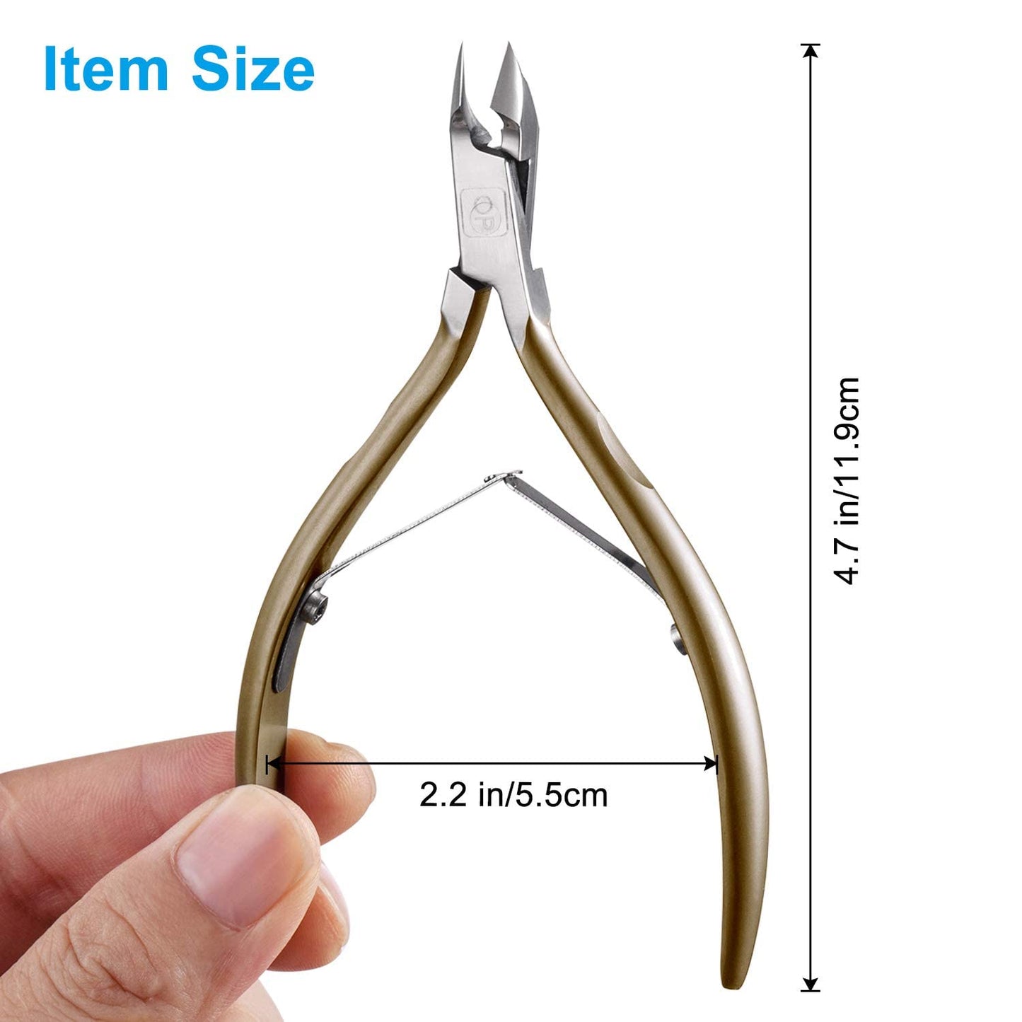 Cuticle Nippers 3/4 Cuticle Trimmer Clippers Stainless Steel Scissors Extremely Sharp Edge Cutter Pedicure Treatment Manicure Tool, opove X7 Matte Gold