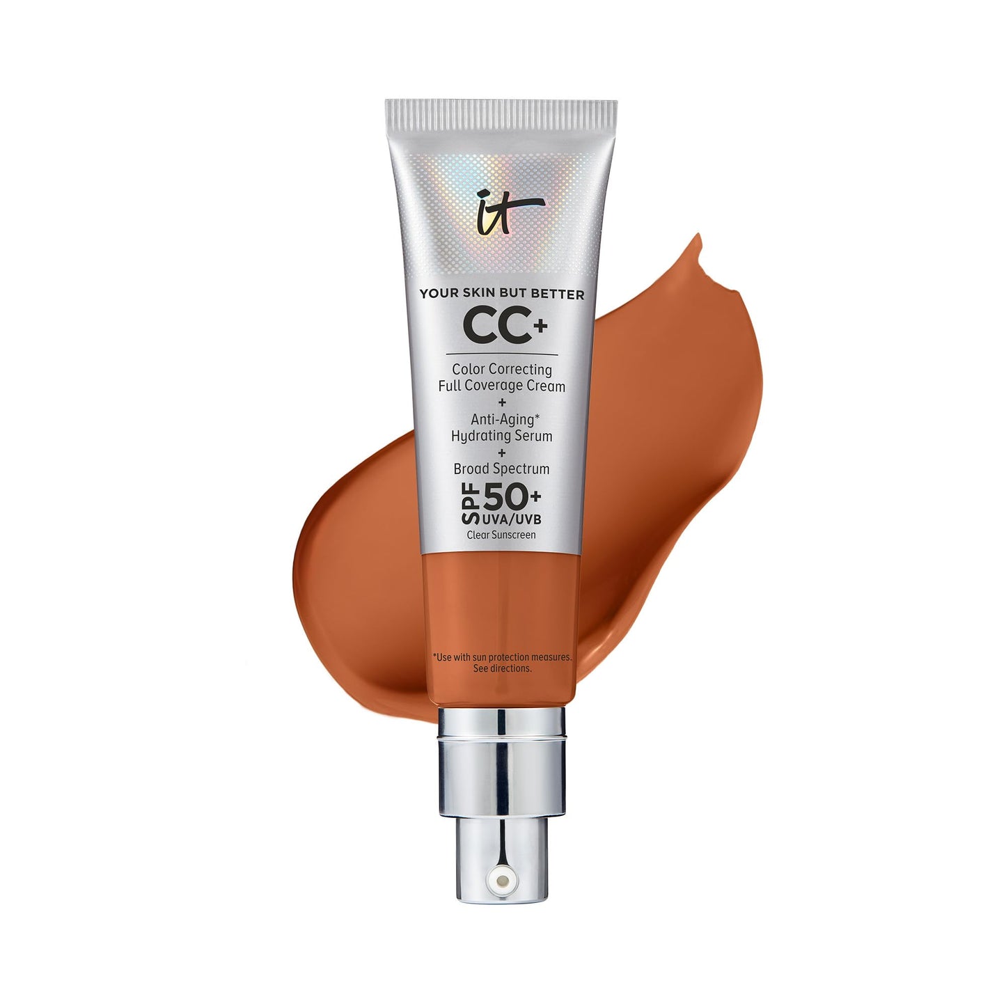 IT Cosmetics Your Skin But Better CC+ Cream - Color Correcting Cream, Full-Coverage Foundation, Hydrating Serum & SPF 50+ Sunscreen - Natural Finish - 1.08 fl oz