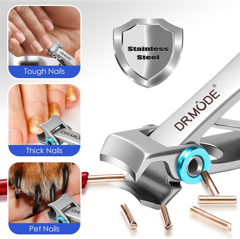 Nail Clippers for Men Thick Nails -DRMODE Heavy Duty Large Toenail Clippers for Thick Nails with Wide Jaw Opening, Ultra Sharp Stainless Steel Finger Nail Clippers Cutter for Tough Nail Seniors Adult