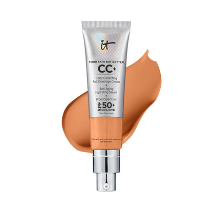 IT Cosmetics Your Skin But Better CC+ Cream - Color Correcting Cream, Full-Coverage Foundation, Hydrating Serum & SPF 50+ Sunscreen - Natural Finish - 1.08 fl oz
