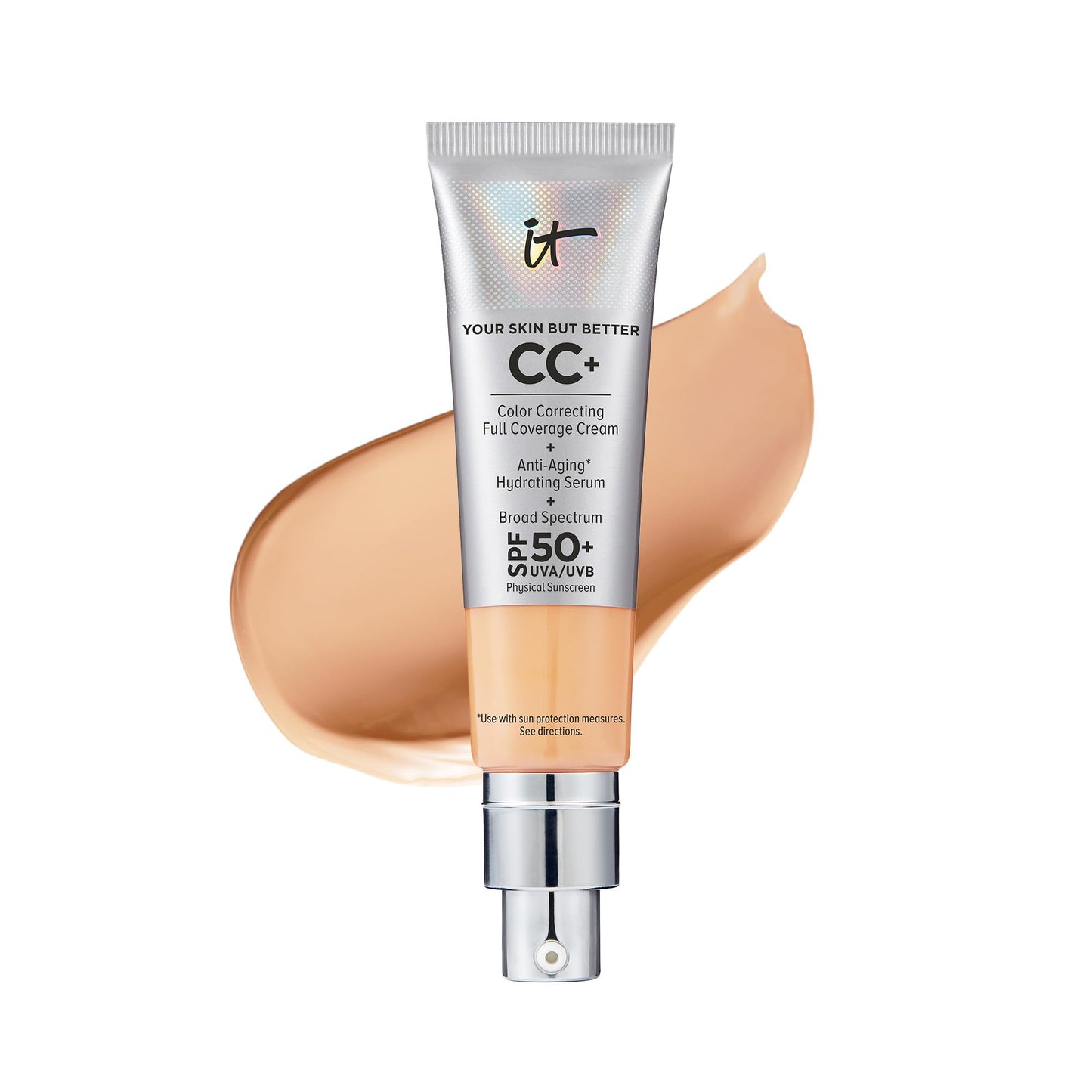 IT Cosmetics Your Skin But Better CC+ Cream - Color Correcting Cream, Full-Coverage Foundation, Hydrating Serum & SPF 50+ Sunscreen - Natural Finish - 1.08 fl oz
