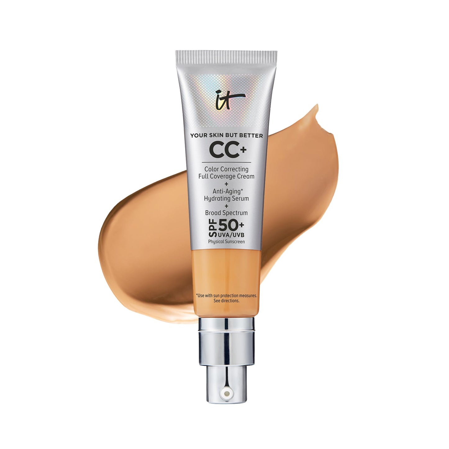 IT Cosmetics Your Skin But Better CC+ Cream - Color Correcting Cream, Full-Coverage Foundation, Hydrating Serum & SPF 50+ Sunscreen - Natural Finish - 1.08 fl oz