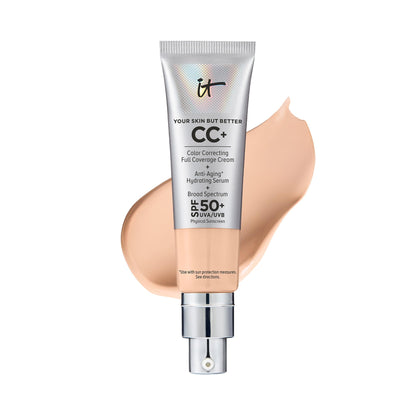 IT Cosmetics Your Skin But Better CC+ Cream - Color Correcting Cream, Full-Coverage Foundation, Hydrating Serum & SPF 50+ Sunscreen - Natural Finish - 1.08 fl oz