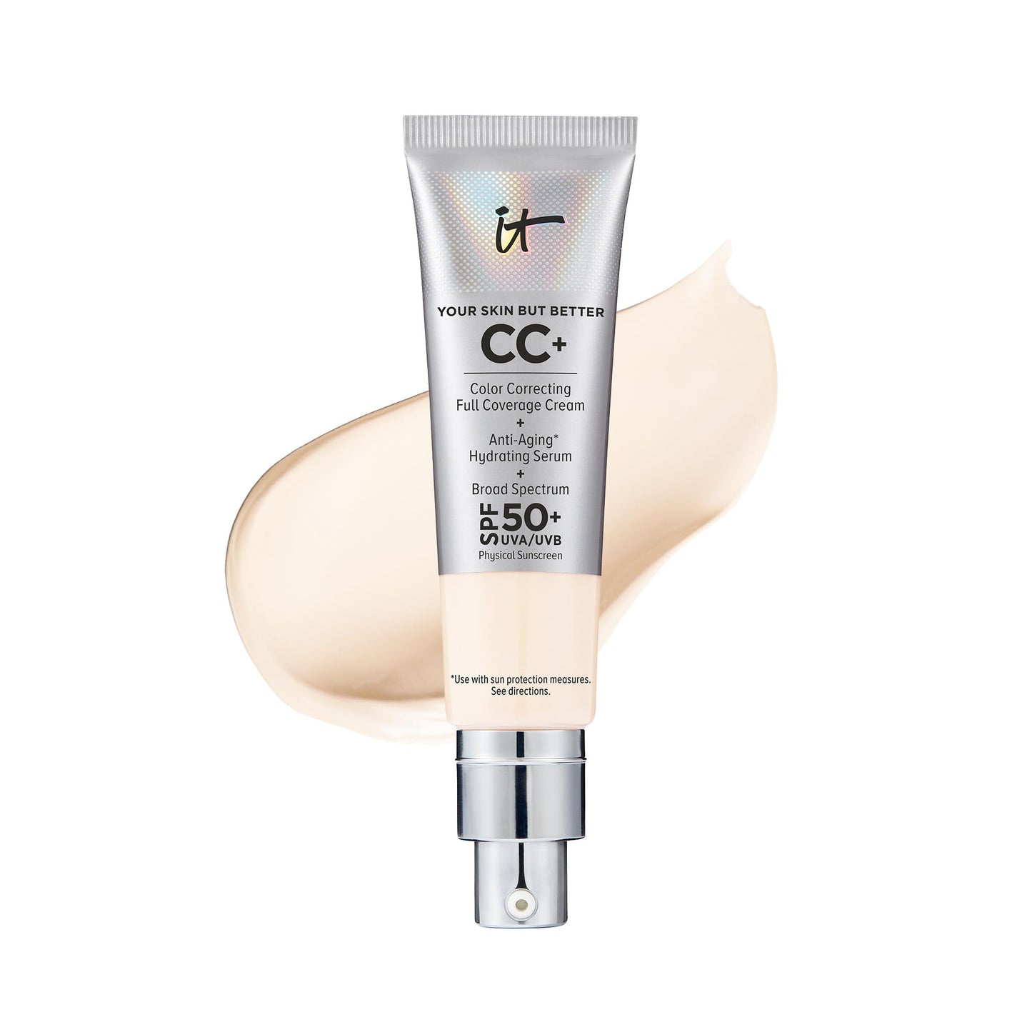 IT Cosmetics Your Skin But Better CC+ Cream - Color Correcting Cream, Full-Coverage Foundation, Hydrating Serum & SPF 50+ Sunscreen - Natural Finish - 1.08 fl oz