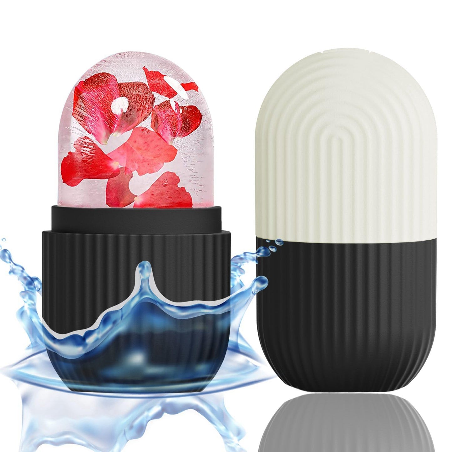 XHJRI Ice Cube Roller Massager for Face, Eyes and Neck Naturally Conditioning and Skin Care,De-Puff Eye Bags,Reduce Migraine Pain,Reusable Massage Silicone Ice Mold (Pink)