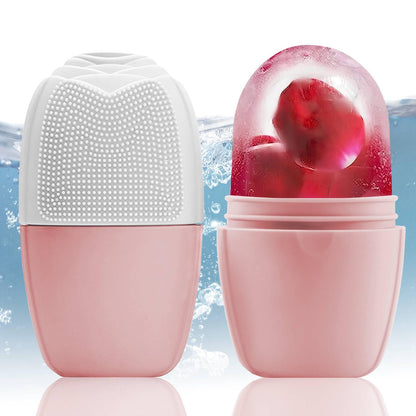 XHJRI Ice Cube Roller Massager for Face, Eyes and Neck Naturally Conditioning and Skin Care,De-Puff Eye Bags,Reduce Migraine Pain,Reusable Massage Silicone Ice Mold (Pink)