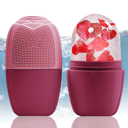 XHJRI Ice Cube Roller Massager for Face, Eyes and Neck Naturally Conditioning and Skin Care,De-Puff Eye Bags,Reduce Migraine Pain,Reusable Massage Silicone Ice Mold (Pink)