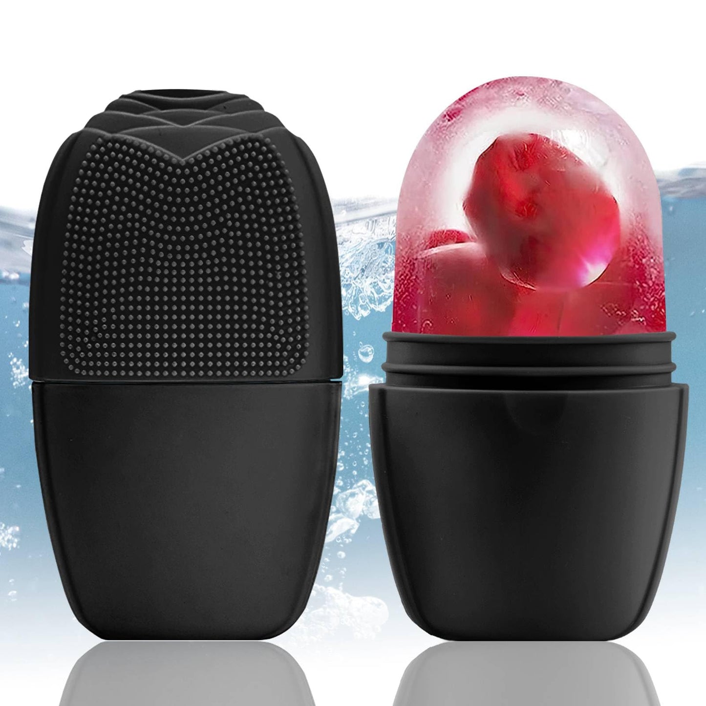 XHJRI Ice Cube Roller Massager for Face, Eyes and Neck Naturally Conditioning and Skin Care,De-Puff Eye Bags,Reduce Migraine Pain,Reusable Massage Silicone Ice Mold (Pink)