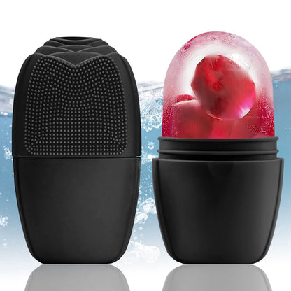 XHJRI Ice Cube Roller Massager for Face, Eyes and Neck Naturally Conditioning and Skin Care,De-Puff Eye Bags,Reduce Migraine Pain,Reusable Massage Silicone Ice Mold (Pink)