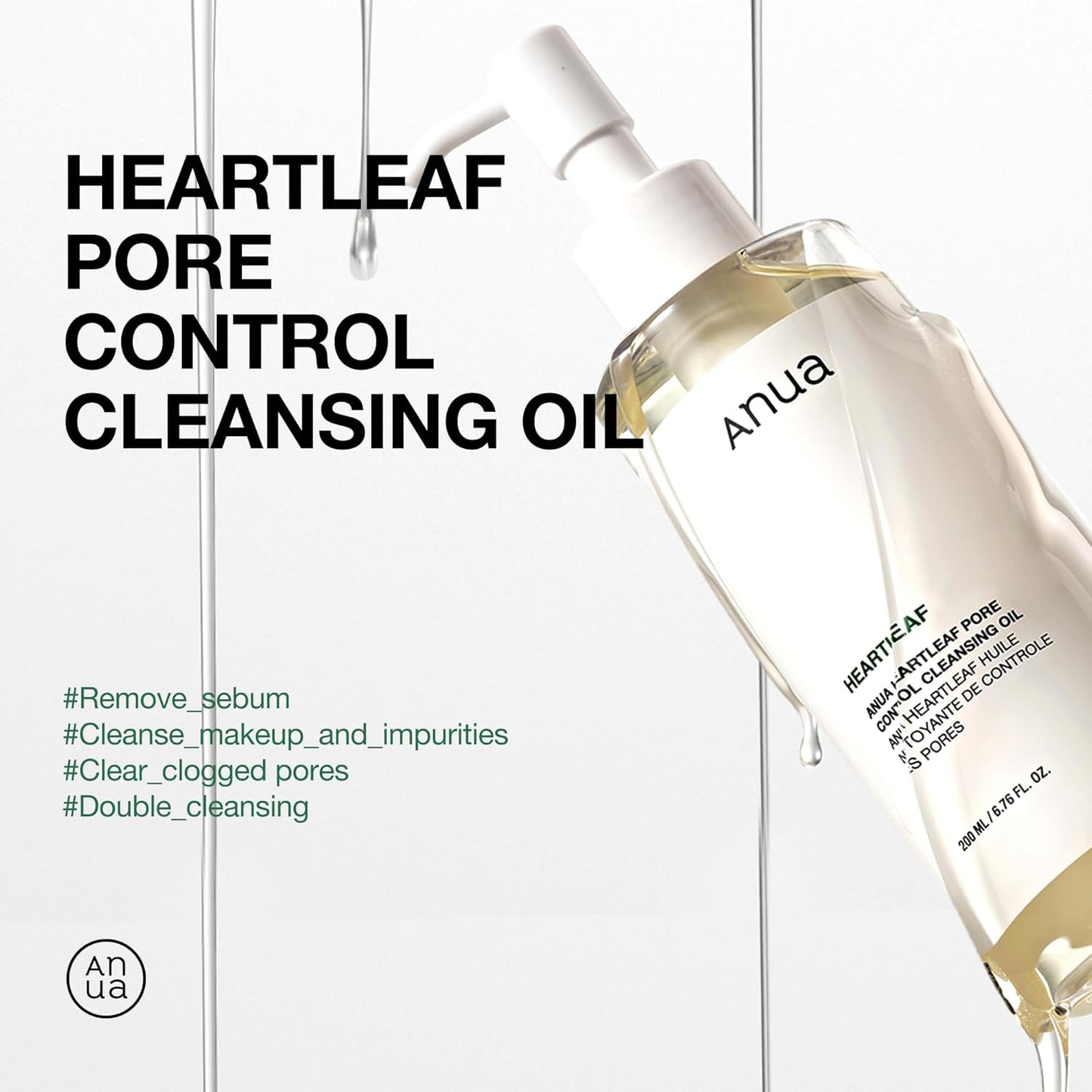 Heartleaf Pore Control Cleansing Oil – Makeup & Blackhead Removing Korean Face Cleanser (200ml)