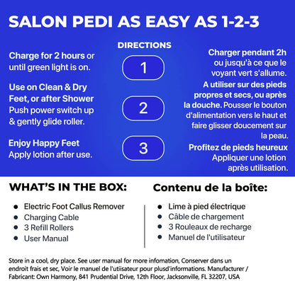 Electric Foot Callus Remover Kit, Elmchee Rechargeable Callous removers 3 Grinding Heads Waterproof Foot Scrubber File, Professional Pedicure Tools kit Feet Care for Dead, Cracked Dry Skin