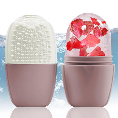 XHJRI Ice Cube Roller Massager for Face, Eyes and Neck Naturally Conditioning and Skin Care,De-Puff Eye Bags,Reduce Migraine Pain,Reusable Massage Silicone Ice Mold (Pink)