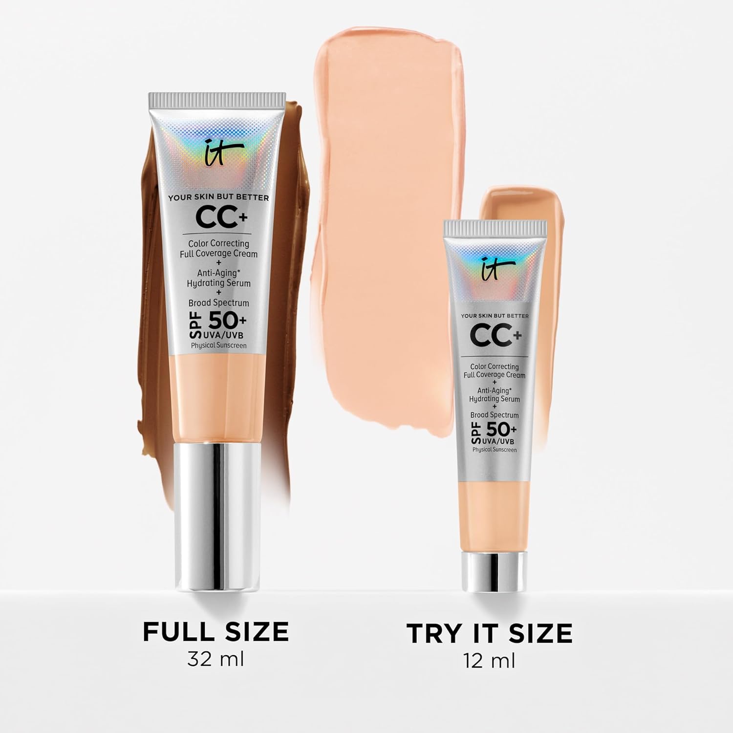 IT Cosmetics Your Skin But Better CC+ Cream - Color Correcting Cream, Full-Coverage Foundation, Hydrating Serum & SPF 50+ Sunscreen - Natural Finish - 1.08 fl oz