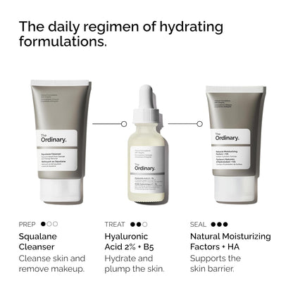 The Ordinary The Daily Set, Daily Skincare Routine with Squalane Cleanser, Hyaluronic Acid 2% + B5, and Natural Moisturizing Factors + HA | Skin Care Set