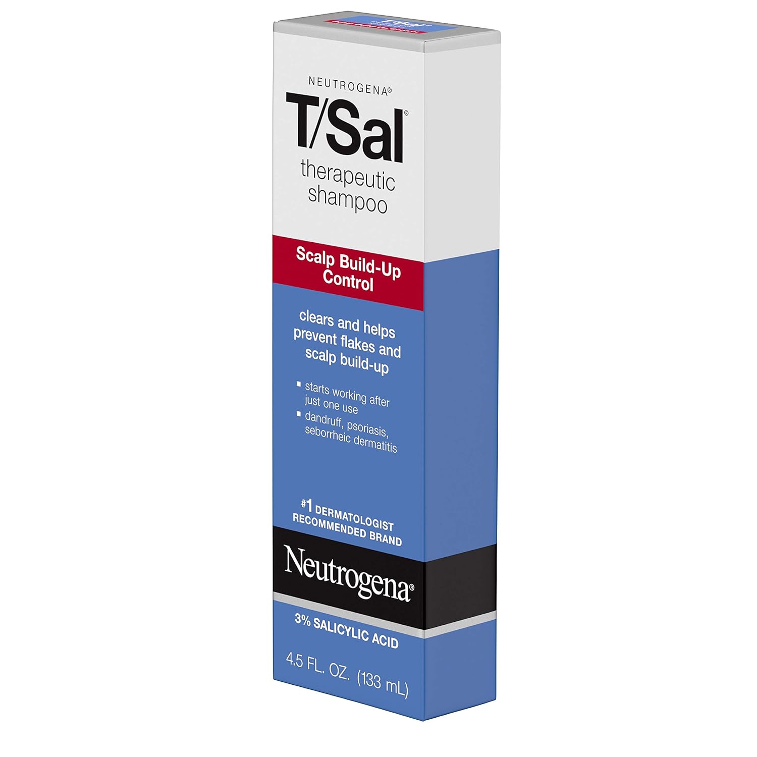 Neutrogena T/Sal Therapeutic Shampoo for Scalp Build-Up Control with Salicylic Acid, Scalp Treatment for Dandruff, Scalp Psoriasis & Seborrheic Dermatitis Relief, 4.5 fl. oz