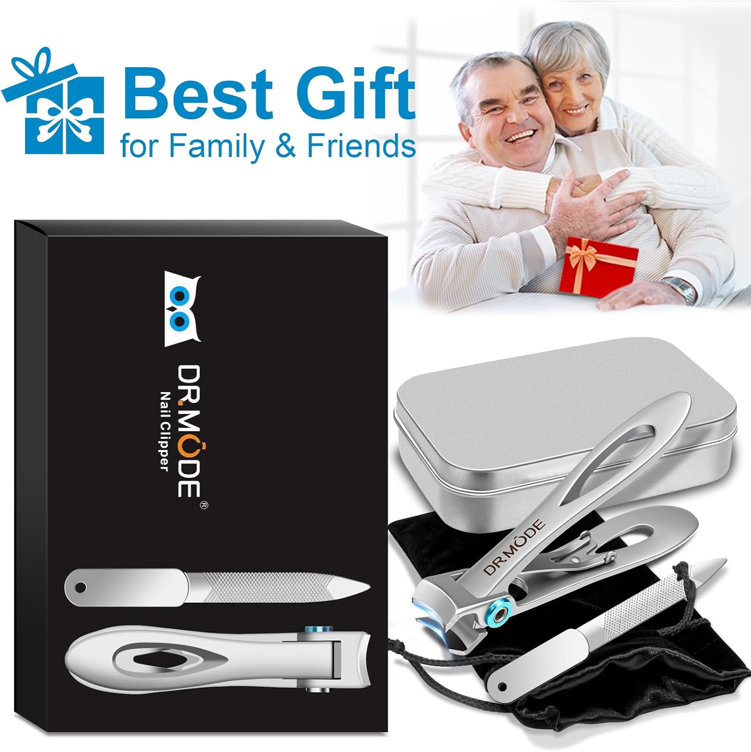 Nail Clippers for Men Thick Nails -DRMODE Heavy Duty Large Toenail Clippers for Thick Nails with Wide Jaw Opening, Ultra Sharp Stainless Steel Finger Nail Clippers Cutter for Tough Nail Seniors Adult