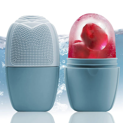 XHJRI Ice Cube Roller Massager for Face, Eyes and Neck Naturally Conditioning and Skin Care,De-Puff Eye Bags,Reduce Migraine Pain,Reusable Massage Silicone Ice Mold (Pink)