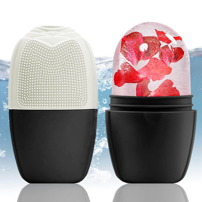 XHJRI Ice Cube Roller Massager for Face, Eyes and Neck Naturally Conditioning and Skin Care,De-Puff Eye Bags,Reduce Migraine Pain,Reusable Massage Silicone Ice Mold (Pink)