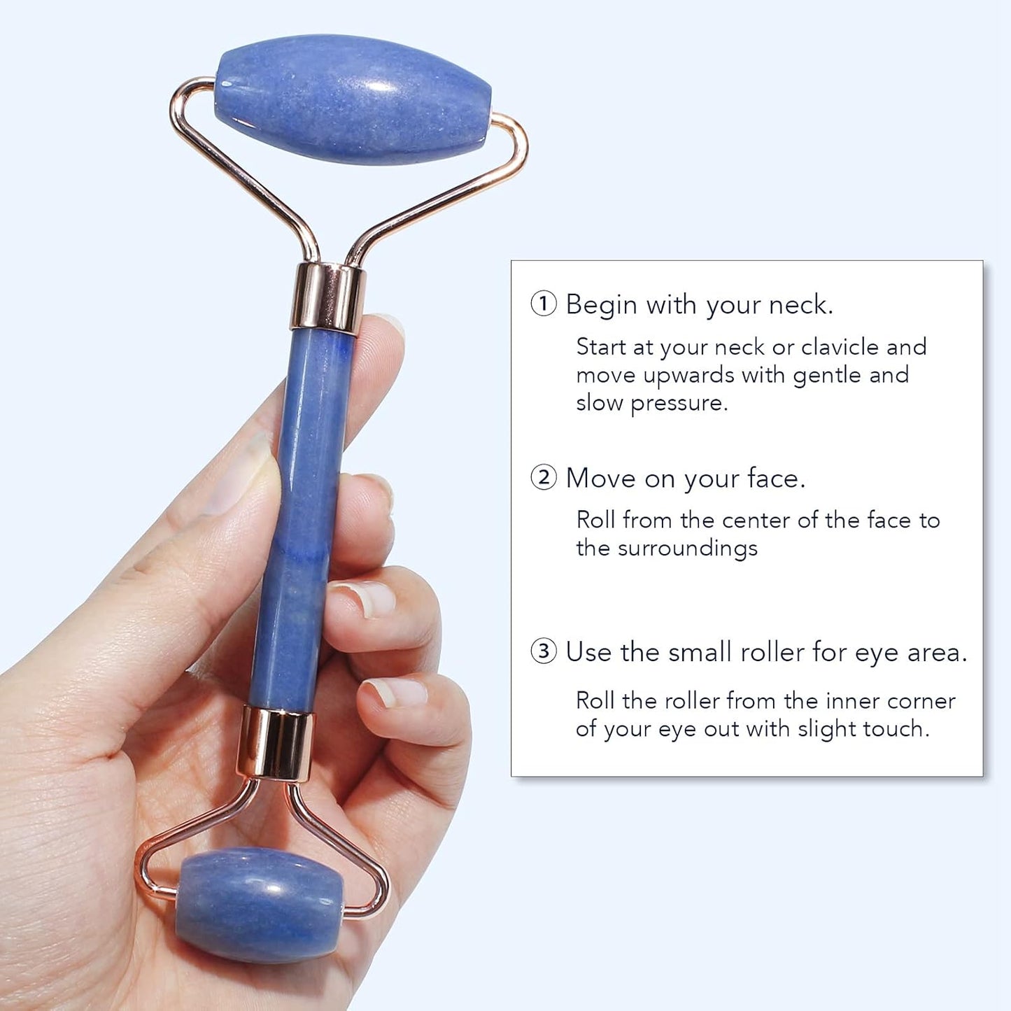 BAIMEI Jade Roller & Gua Sha, Face Roller, Facial Beauty Roller Skin Care Tools, Self Care Gift for Men Women, Massager for Face, Eyes, Neck, Relieve Fine Lines and Wrinkles - Blue
