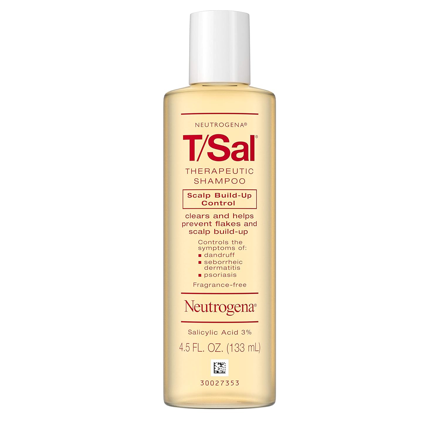 Neutrogena T/Sal Therapeutic Shampoo for Scalp Build-Up Control with Salicylic Acid, Scalp Treatment for Dandruff, Scalp Psoriasis & Seborrheic Dermatitis Relief, 4.5 fl. oz