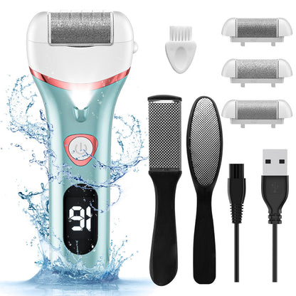 Electric Foot Callus Remover, Rechargeable Portable Electronic Foot File Pedicure Kits, Waterproof Foot Scrubber File, Professional Pedicure Tools, Foot Care for Dead Skin Ideal Gift, 3 Rollers