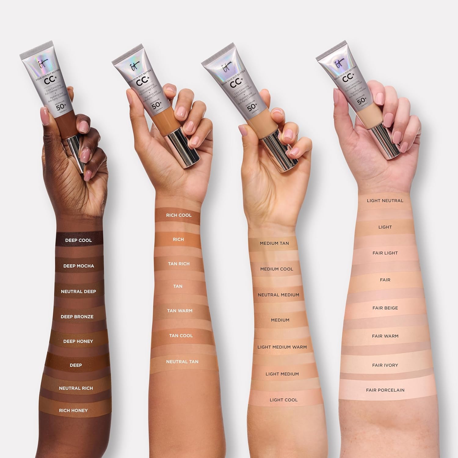 IT Cosmetics Your Skin But Better CC+ Cream - Color Correcting Cream, Full-Coverage Foundation, Hydrating Serum & SPF 50+ Sunscreen - Natural Finish - 1.08 fl oz