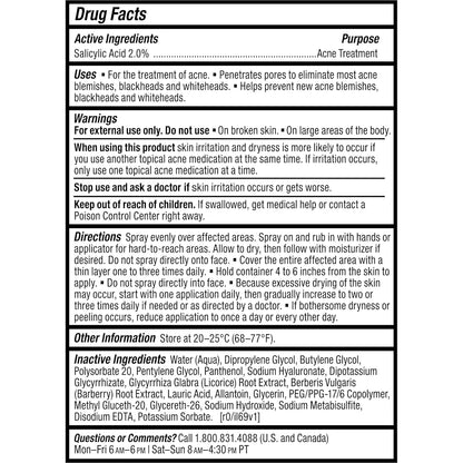 Paula's Choice CLEAR Back & Body Exfoliating Acne Spray, 2% BHA (Salicylic Acid) Treatment for Bacne, Blackheads & Blemishes, 4 Ounce