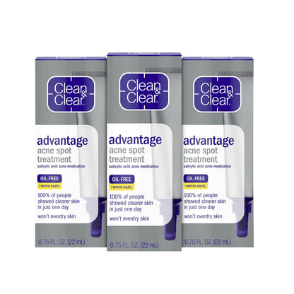 Clean & Clear Acne Spot Treatment Gel Cream with 2% Salicylic Acid, Oil-Free Topical Acne Treatment with Witch Hazel for Clinically Proven Results in 1 Day, Fragrance Free, 0.75 fl. oz